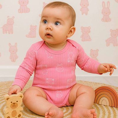 Боди детское для девочки Blanka Животные р.68-74 розовый 110841