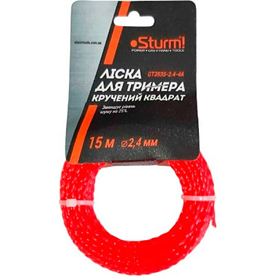 Ліска для тримерів Sturm GT3535-2.4-4А 15 м кручений квадрат O2,4 мм