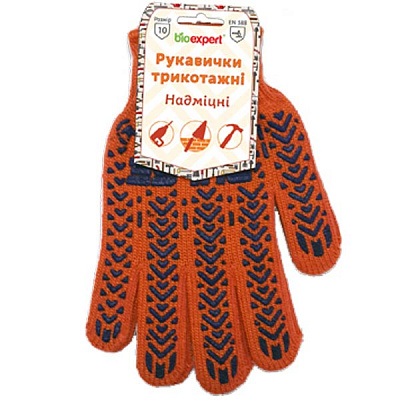 Перчатки сверхпрочные оранжевые с синей точкой 