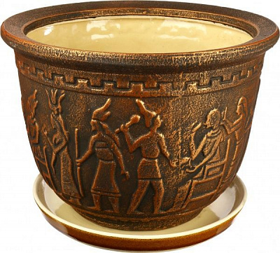 Горщик керамічний з піддоном круглий 6 л бронзовий (2732ср)