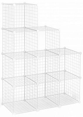 Стеллаж проволочный куб metal сubes storage 9 полок 1105х1105х370 мм белый