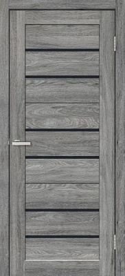 Дверное полотно ОМиС Lego 03 ПО черное стекло 700 мм дуб юджин 