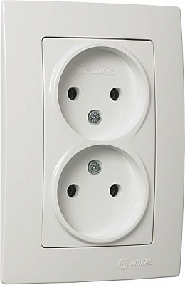 Розетка подвійна без заземлення Makel Lillium Natural Kare без шторок білий 32001017