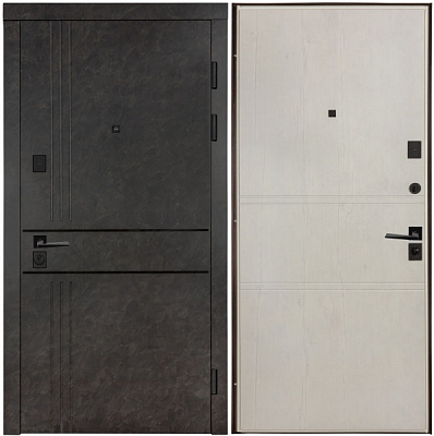 Двері вхідні К-8 (квадро) 539/237 mamba morion / рустик авиньйон блан 2050x950 мм праві