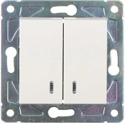 Вимикач пластик двоклавішний HausMark Alta з підсвіткою 10 А 220В крем SNG-SWP,SQ20MG2W1L-CR