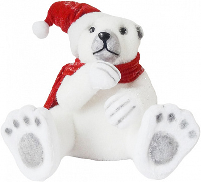 Декоративная фигура медведь в шапке и шарфике сидящий 31 см 