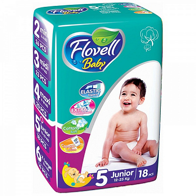 Подгузники FLOVELL BABY ECO Pack 5 (12-25 кг) 18 шт.