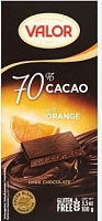 Чорний шоколад VALOR з апельсином 70% 100 г