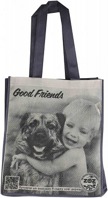 Екосумка Справжні друзі 415x345x120 мм синій із сірим