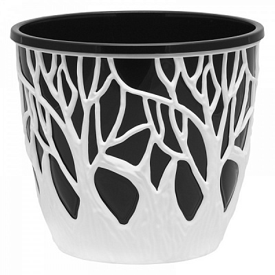 Кашпо Форест круглый 3,5 л белый/черный (КШ-0974) 