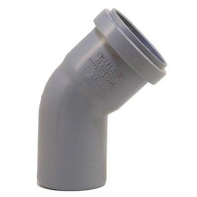 Коліно каналізаційне внутрішнє EVCI Plastik 50 мм 45°