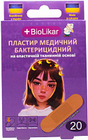 BioLikar Пластир медичний бактерицидний на еластичній тканинній основі 25мм x 72мм 20 шт.