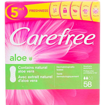 Прокладки ежедневные Carefree Aloe 58 шт