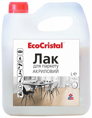 Лак для паркета EcoCristal ІР-18 ІРКОМ шелковистый мат 1 л прозрачный