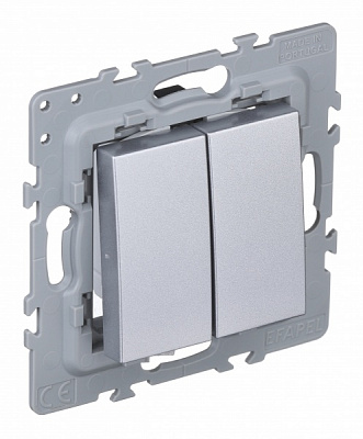 Вимикач двоклавішний Efapel Latina без підсвітки алюміній 4706112 SAL