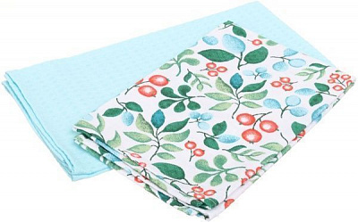 Набор полотенец вафельных Blueberries 45x60 см UP! (Underprice) голубо-синий 