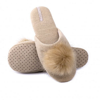 Тапки домашние Twins с помпоном р. 36/37 бежевый HS 