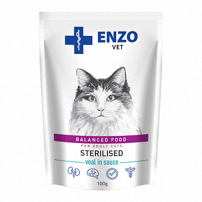 Корм для стерилизованных котов Enzo Vet с мясом телятины 100 г