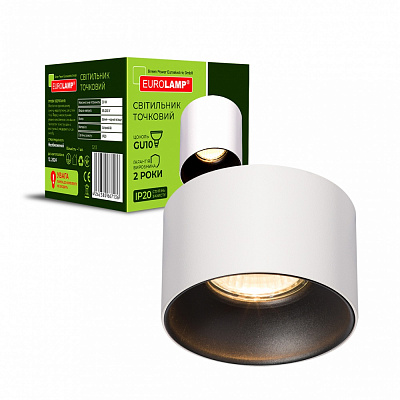 Светильник точечный Eurolamp 30 Вт GU10 черный с белым LH-GU10(W/B)N3