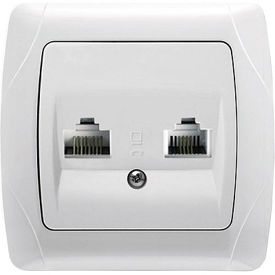 Розетка Viko Carmen RJ45 CAT5е+RJ11 белая