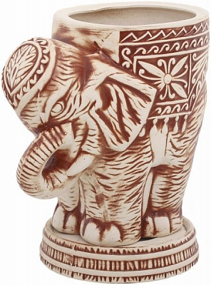 Кашпо керамическое Слон С круглый 12,7л бежевый с коричневым 