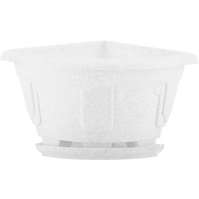 Горщик пластиковий Алеана Петунія кутовий трикутний 2,2л білий із сірим (113024)