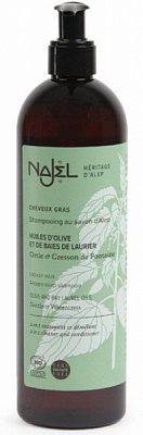 Шампунь органічний Najel на основі алеппського мила 2-в-1 для жирного волосся 500 мл