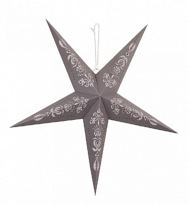 Іграшка на ялинку Зірка паперова Novogod'ko, 3D, матове срібло, 60 см, LED, батарейка