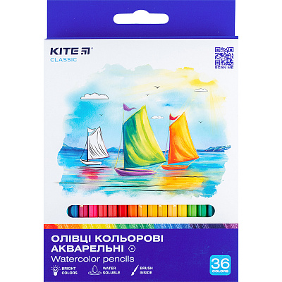 Олівці кольорові акварельні 36 шт. Classic K-1052 KITE
