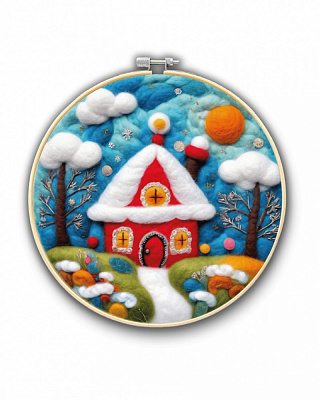 Набір для валяння картини з вовни Зимовий будинок Brushme