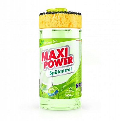 Средство для ручного мытья посуды Maxi Power Зелёный чай с губкой 1л