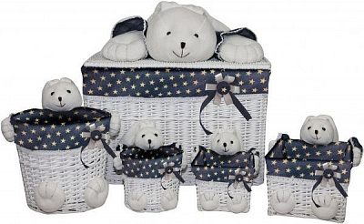 Корзинка плетеная Tony Bridge Basket с текстилем детская 20х16х13 см JME18-3TK-5 