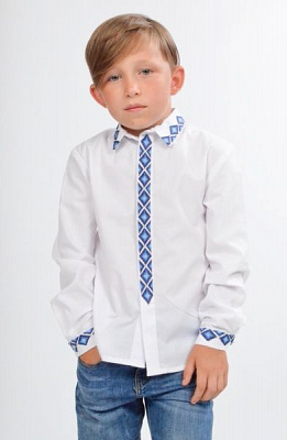 Вышиванка для мальчиков Эдельвика 151-20/09 с синей вышивкой р.152 белый 
