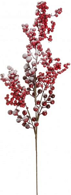 Веточка декоративная с ягодами калины заснеженная 71 см 40456F