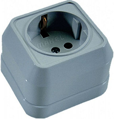 Розетка с заземлением Makel Siva Ustu без шторок без крышки серый 45008