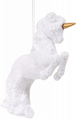 Підвіска Єдиноріг 2 6х12х3 см діамантова присипка срібний