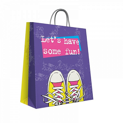 Пакет подарунковий 150х210х80 мм жовто-фіолетовий Кеди ТМ PPM