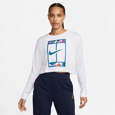 Футболка Nike W NKCT DF TEE LS SLAM CROP DZ3797-100 р.XS белый