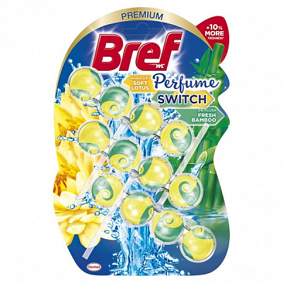 Туалетный блок Bref Смена аромата Лотос-Свежий бамбук 3x50 г 