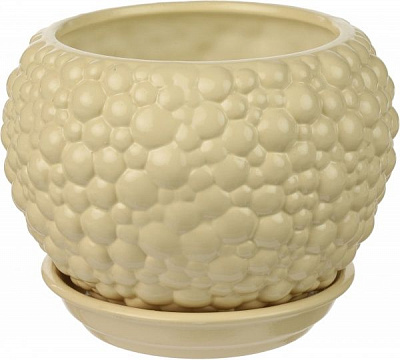 Горшок Ориана-Запорожкерамика Шар bubble круглый 1,4л крем-брюле (037-2-160) 