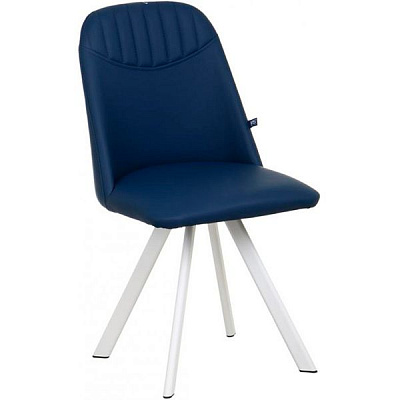 Стілець обідній Nowy Styl MILANA 4LWHITE (BOX-2) (CH) ECO-22 білий/синій