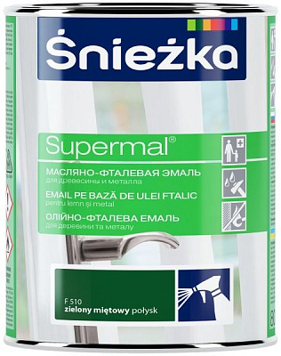 Эмаль Sniezka масляно-фталевая Supermal зеленый мятный глянец 0,8л