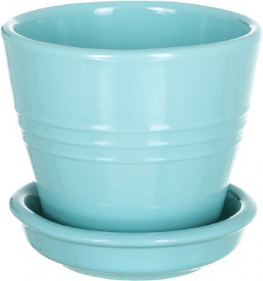Горшок керамический Ориана-Запорожкерамика Ведро №5 глянец круглый 0,25л бирюзовый (009-5-036) 