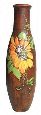 Ваза керамическая коричневая Подсолнух 2 л Український гончарний посуд