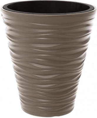 Горшок пластиковый Prosperplast Sand 2 в 1 круглый 37л мокко (79618-7529) 