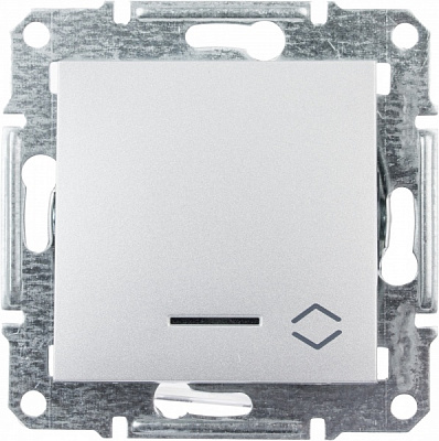 Переключатель проходной одноклавишный Schneider Electric Asfora алюминий EPH1500161