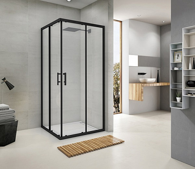 Душова кабіна Koller Pool G90SCB GRACE квадратна чорна 900x900x1900 мм скло прозоре