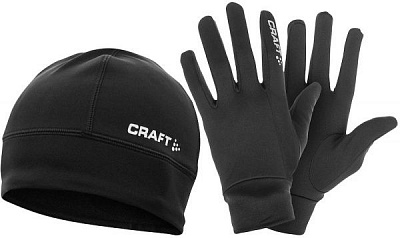 Комплект шапка+перчатки Craft Running Winter Gift Pack 1902959-9999 L черный