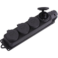 Колодка Lezard 2Р+РЕ с заглушками с заземлением 4 гн. черный 106-0400-0107/107 