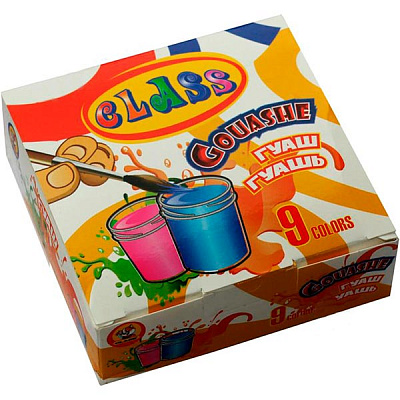 Краски гуашевые 7618 9 цветов 90 мл CLASS